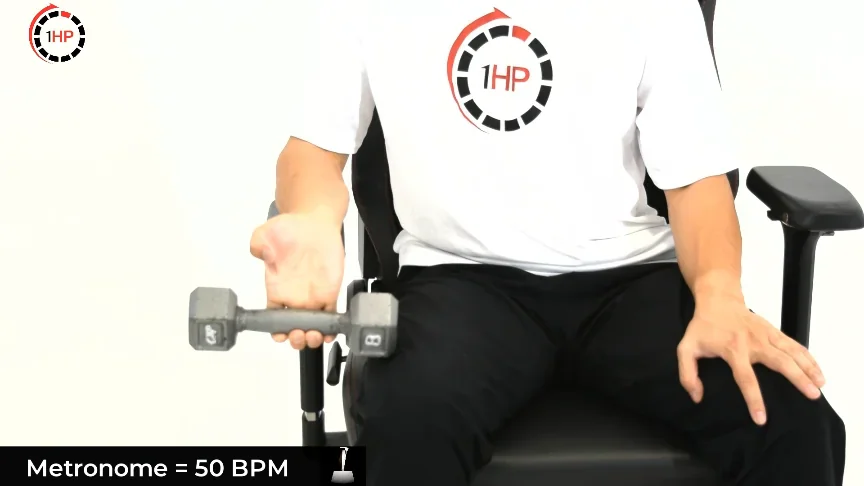 Dentist hand pain source paced wrist flexion resistance demonstration