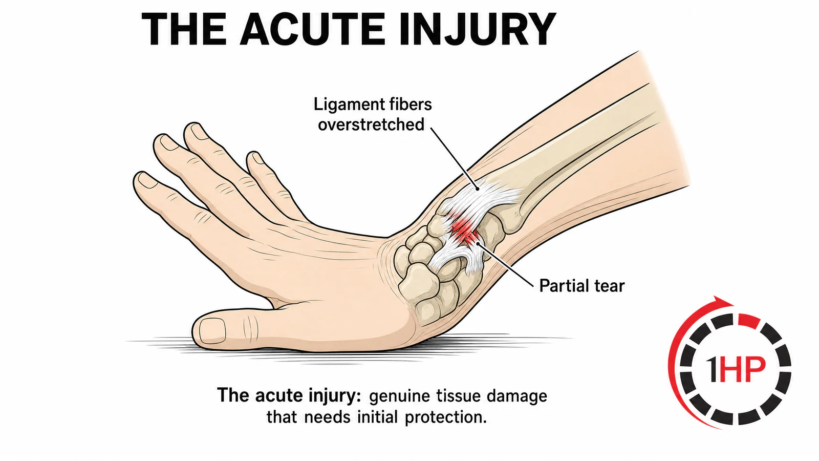 Wrist pain after injury healed: The acute injury involves genuine tissue damage like torn ligaments