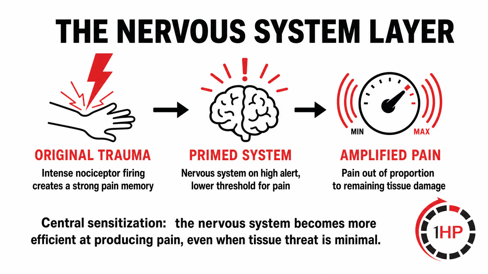 Wrist pain after injury healed: The nervous system layer amplifies pain through central sensitization